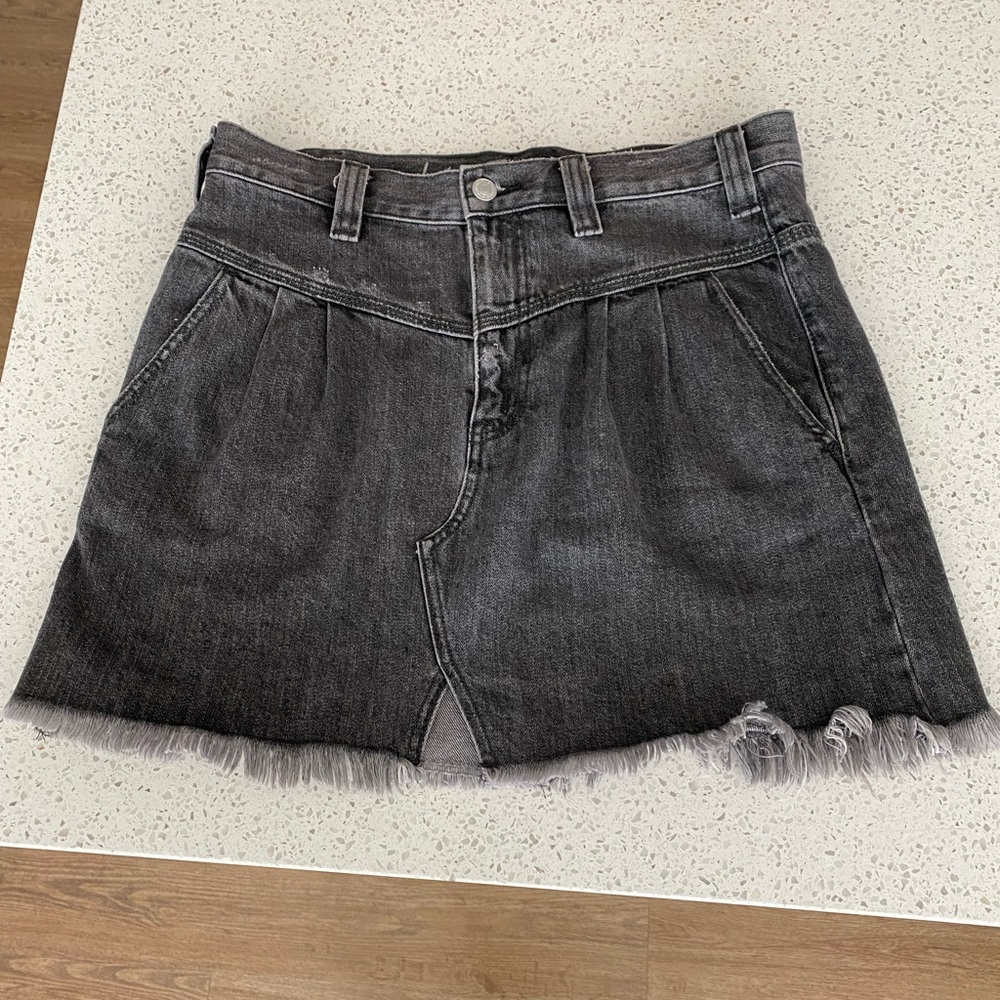 free people black denim skirt